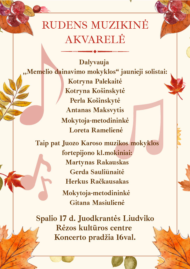 Muzikinė popietė – „Rudens muzikinė akvarelė“